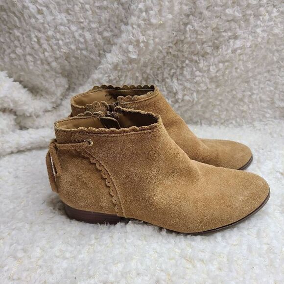 Jack Rogers Charlotte Tan Suede Leather Ankle Boots sz 7.5‎ - Picture 1 of 10